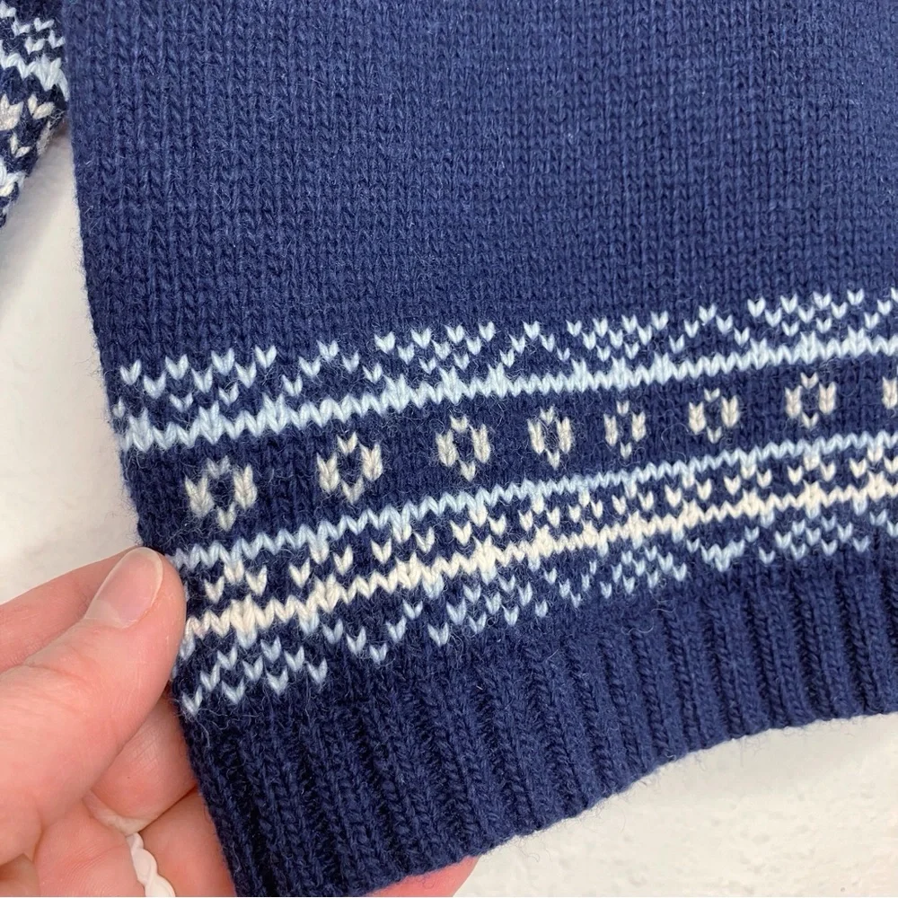 NWT Janie and Jack holiday sweater wool blend navy blue w/ wolf 6-12 months‎